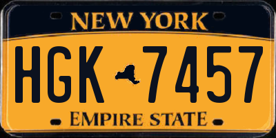 NY license plate HGK7457