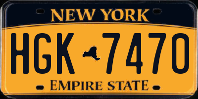 NY license plate HGK7470