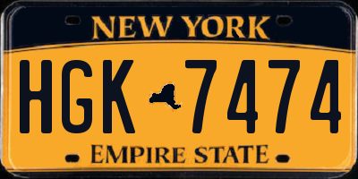 NY license plate HGK7474