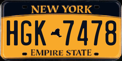 NY license plate HGK7478