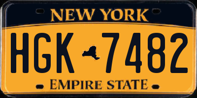 NY license plate HGK7482