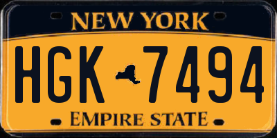 NY license plate HGK7494