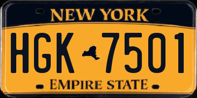 NY license plate HGK7501