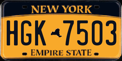 NY license plate HGK7503