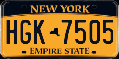 NY license plate HGK7505