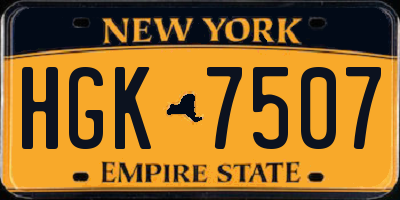 NY license plate HGK7507