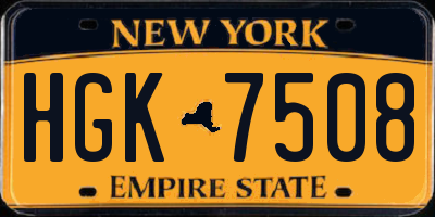 NY license plate HGK7508