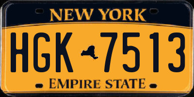NY license plate HGK7513