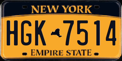 NY license plate HGK7514