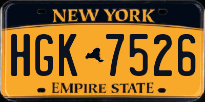 NY license plate HGK7526