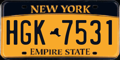 NY license plate HGK7531