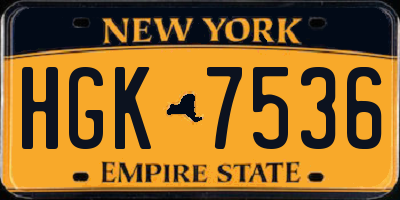 NY license plate HGK7536