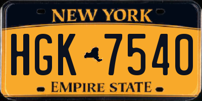 NY license plate HGK7540