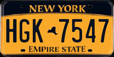 NY license plate HGK7547