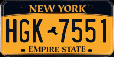 NY license plate HGK7551