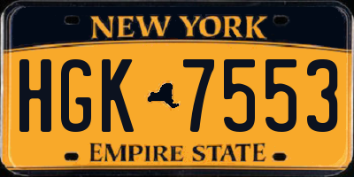 NY license plate HGK7553