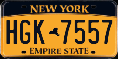 NY license plate HGK7557