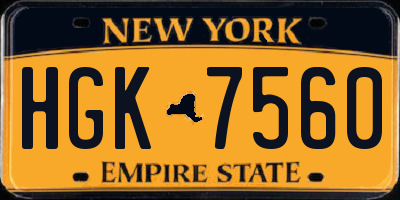 NY license plate HGK7560