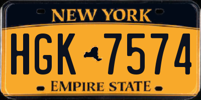 NY license plate HGK7574