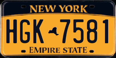 NY license plate HGK7581