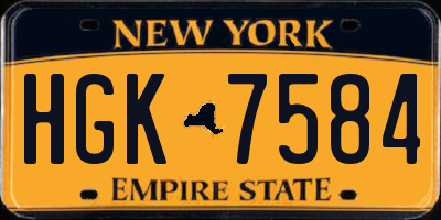 NY license plate HGK7584