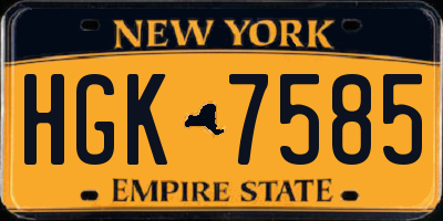 NY license plate HGK7585