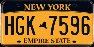 NY license plate HGK7596