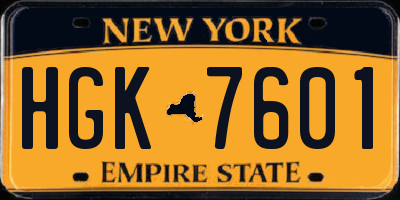 NY license plate HGK7601