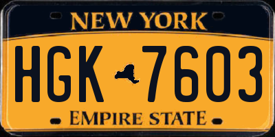 NY license plate HGK7603