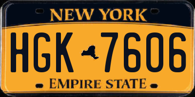 NY license plate HGK7606