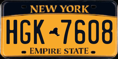 NY license plate HGK7608