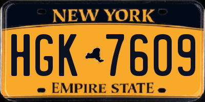 NY license plate HGK7609