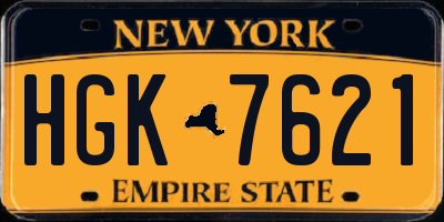 NY license plate HGK7621