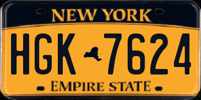 NY license plate HGK7624