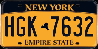 NY license plate HGK7632