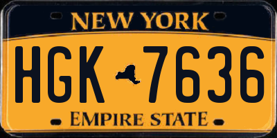 NY license plate HGK7636