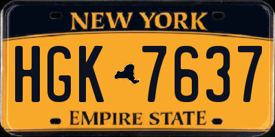 NY license plate HGK7637