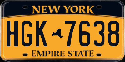 NY license plate HGK7638