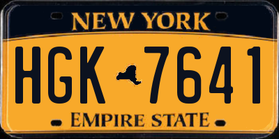 NY license plate HGK7641