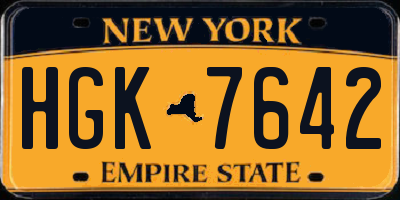 NY license plate HGK7642