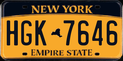 NY license plate HGK7646