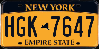 NY license plate HGK7647