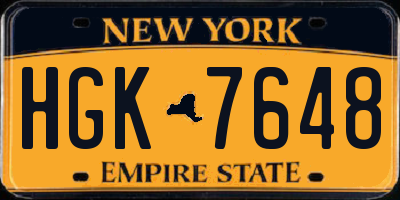 NY license plate HGK7648