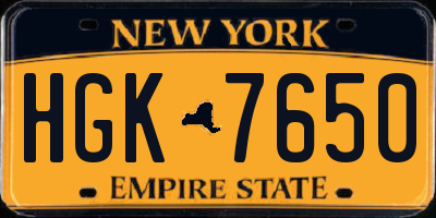 NY license plate HGK7650