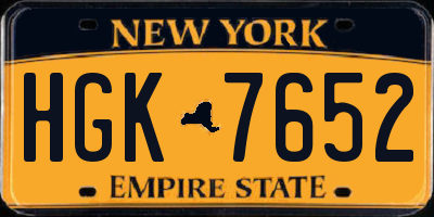 NY license plate HGK7652