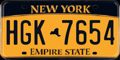 NY license plate HGK7654