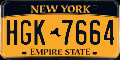 NY license plate HGK7664