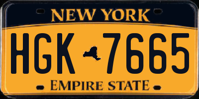 NY license plate HGK7665