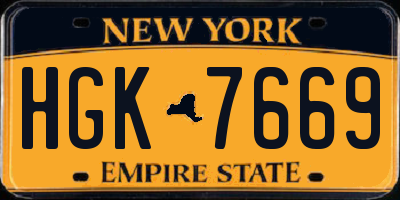 NY license plate HGK7669