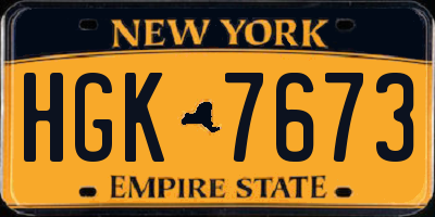 NY license plate HGK7673
